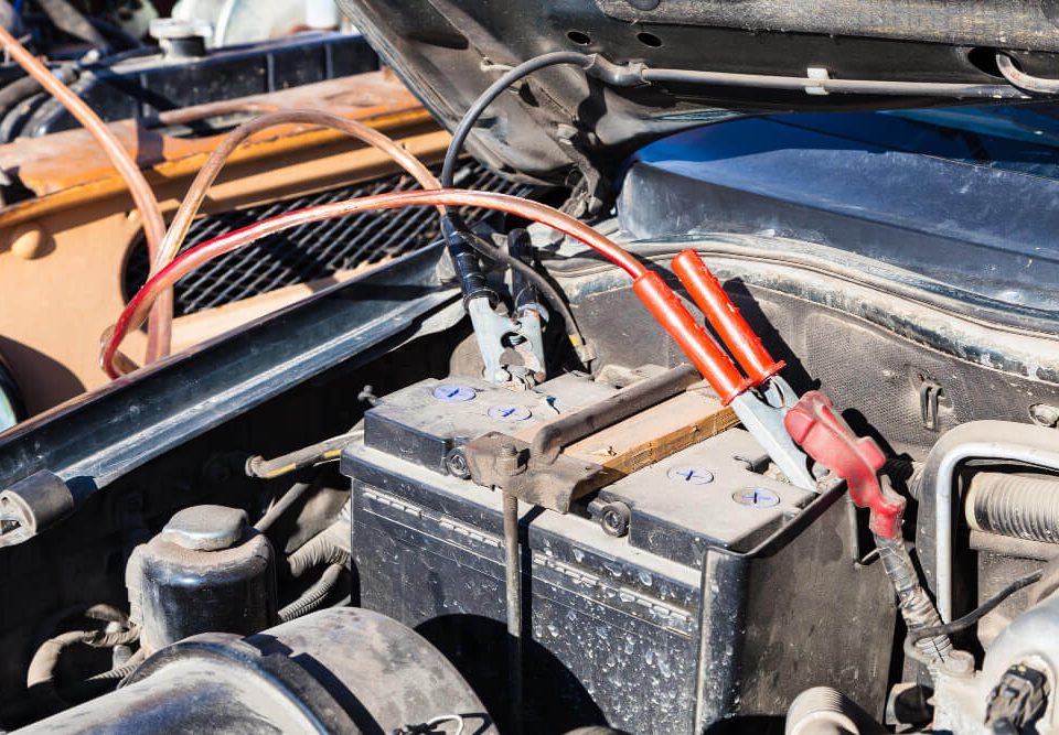 car battery connect to jump start cables
